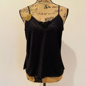 Warner's Black Body Shine 55218 Adjustable Lace Fitted Camisole NEW VTG Size 34